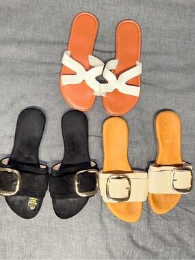SHEIN White, Black, and Beige Women’s Slide Sandals